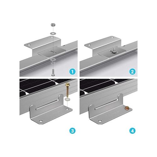  Renogy Solar Panel Mounting Z Brackets Lightweight Aluminum Corrosion-Free Construction for RVs, Trailers, Boats, Yachts, Wall and Other Off Gird Roof Installation, one set of 4 Units,Gray