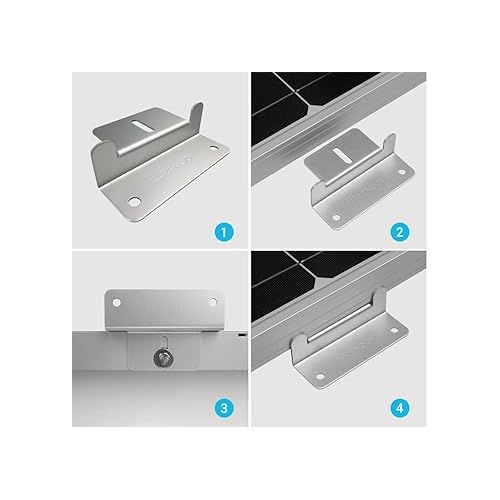  Renogy Solar Panel Mounting Z Brackets Lightweight Aluminum Corrosion-Free Construction for RVs, Trailers, Boats, Yachts, Wall and Other Off Gird Roof Installation, one set of 4 Units,Gray