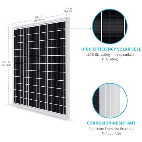  Renogy 50 Watt 12 Volt Monocrystalline Solar Panel (Compact Design)