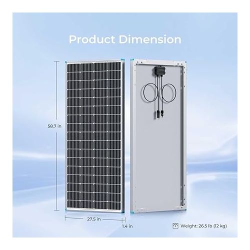  Renogy Solar Panel 200 Watt 12 Volt, High-Efficiency Monocrystalline PV Module Power Charger for RV Marine Rooftop Farm Battery and Other Off-Grid Applications, 200W, Single