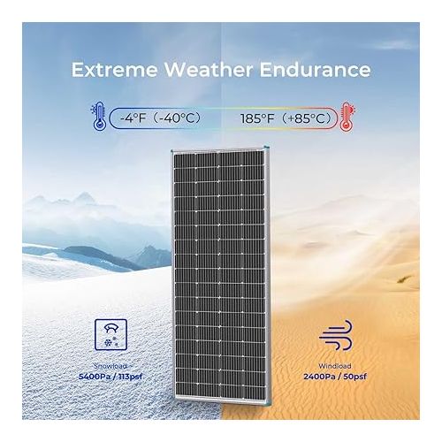  Renogy Solar Panel 200 Watt 12 Volt, High-Efficiency Monocrystalline PV Module Power Charger for RV Marine Rooftop Farm Battery and Other Off-Grid Applications, 200W, Single