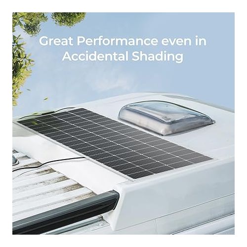  Renogy Solar Panel 200W 12V Lightweight Monocrystalline Semi-Flexible Bendable Mono Off-Grid Charger for Marine RV Cabin Van Car Uneven Surfaces
