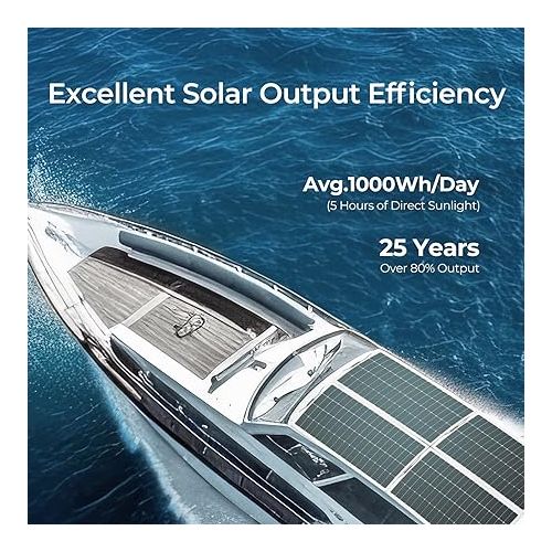  Renogy Solar Panel 200W 12V Lightweight Monocrystalline Semi-Flexible Bendable Mono Off-Grid Charger for Marine RV Cabin Van Car Uneven Surfaces