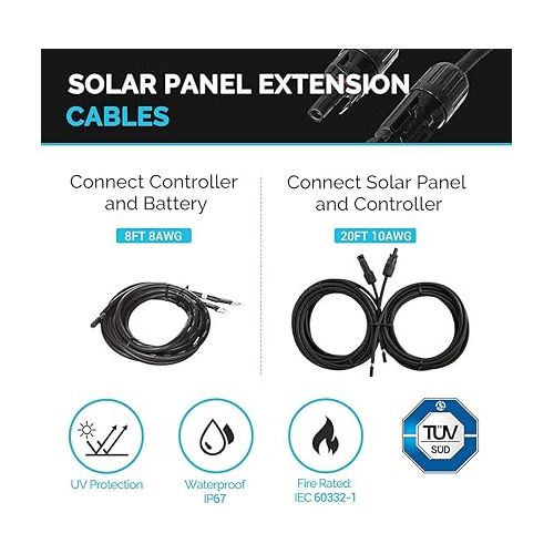  Renogy 200 Watt 12 Volt Monocrystalline Solar Panel Starter Kit with 2 Pcs 100W Solar Panel and 30A PWM Charge Controller for RV, Boats, Trailer, Camper, Marine ,Off-Grid System