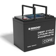 Renogy 12V 100Ah Lithium LiFePO4 Deep Cycle Battery, 5000+Deep Cycles,Backup Power for Trolling motor, RV, Cabin, Marine, Off-Grid Home Energy Storage-Core Series