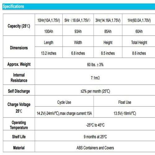  Renogy 12V 100Ah Rechargeable Deep Cycle Pure Gel Battery