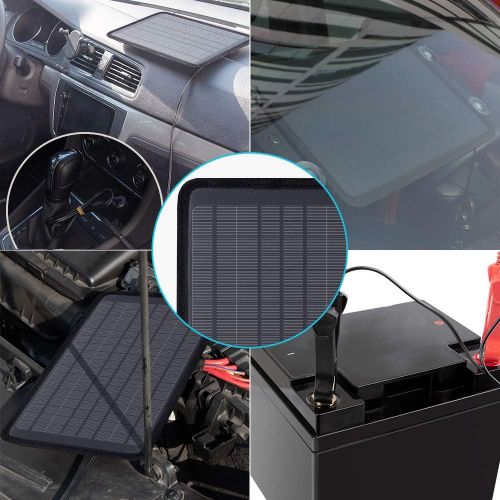  [아마존 핫딜]  [아마존핫딜]Renogy 5W 12V Portable Solar Panel Battery Maintainer Trickle Charger with Lighter Plug, Alligator Clips, and Battery Cables