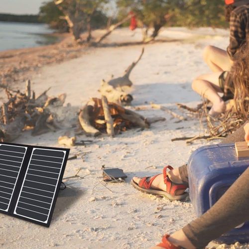  Renogy 21W Solar Panel Foldable PowerPort Dual USB Water Resistant Charger for iPhone x 8 Plus iPad Pro Air Mini Galaxy S8 Edge Plus Note 8 Nexus HTC