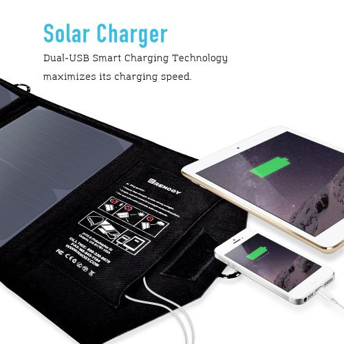  Renogy 21W Solar Panel Foldable PowerPort Dual USB Water Resistant Charger for iPhone x 8 Plus iPad Pro Air Mini Galaxy S8 Edge Plus Note 8 Nexus HTC