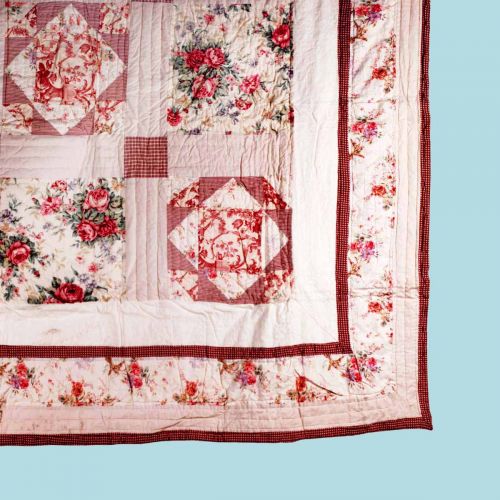  The Renovators Supply Quilt Red Check Floral Cotton FullQueen 86 Katarina | Renovators Supply