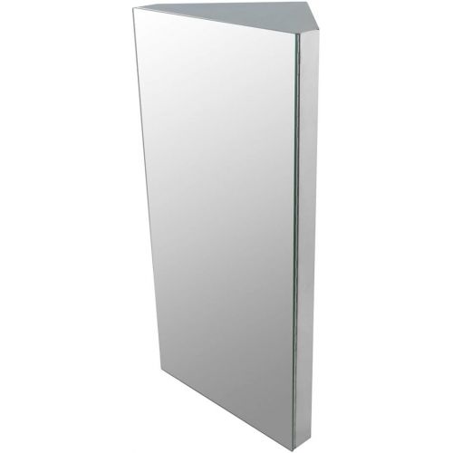  Renovators Supply Corner Medicine Cabinet Stainless Steel Mirrored Door Polished Triple Shelf Wall Mount Rustproof,Silver