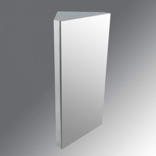  Renovators Supply Corner Medicine Cabinet Polished Stainless Steel Mirror Door Three Shelves Removable Middle Shelf