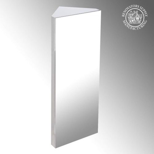  Renovators Supply Corner Medicine Cabinet Polished Stainless Steel Mirror Door Three Shelves Removable Middle Shelf