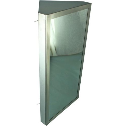  Renovators Supply Corner Medicine Cabinet Polished Stainless Steel Mirror Door Three Shelves Removable Middle Shelf