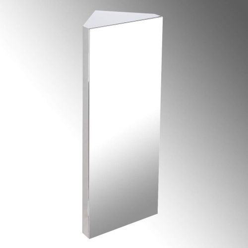  Renovators Supply Corner Medicine Cabinet Polished Stainless Steel Mirror Door Three Shelves Removable Middle Shelf