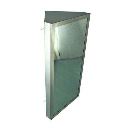  Renovators Supply Wall Mount Corner Medicine Cabinet Brushed Stainless Steel