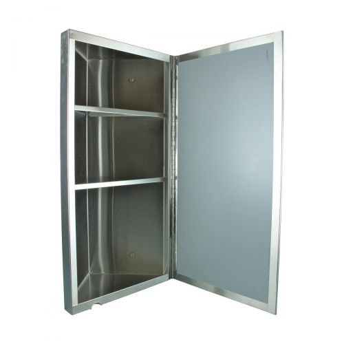  Renovators Supply Wall Mount Corner Medicine Cabinet Brushed Stainless Steel