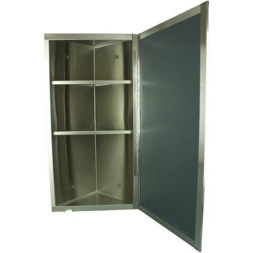  Renovators Supply Wall Mount Corner Medicine Cabinet Brushed Stainless Steel