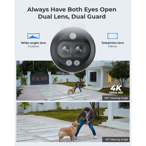  Reolink NVC-B4KDL 4K UHD Outdoor Dual-Lens Network Bullet Camera with Night Vision & Spotlight