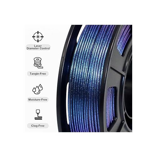  RepRapper PLA Filament, Multicolor Glitter Sample Pack, Shiny Galaxy Silk PLA1.75MM for 3D Printer, Glow in The Dark Sparkle Laser Series 3D Printer Filament, 250g*4