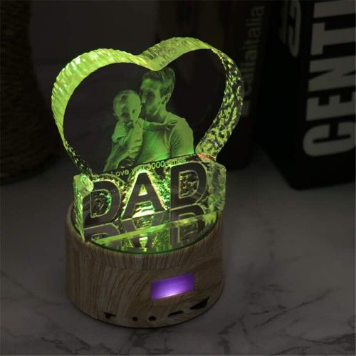  [아마존베스트]Repin Personalized Customized 3D Crystal Glass Photo Picture Etched Engraved with Your Own Picture，Bluetooth - Colorful music lights Birthday, Wedding Gift, Mothers Day,Fathers Day，Valen