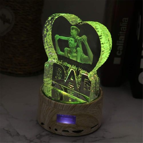  [아마존베스트]Repin Personalized Customized 3D Crystal Glass Photo Picture Etched Engraved with Your Own Picture，Bluetooth - Colorful music lights Birthday, Wedding Gift, Mothers Day,Fathers Day，Valen