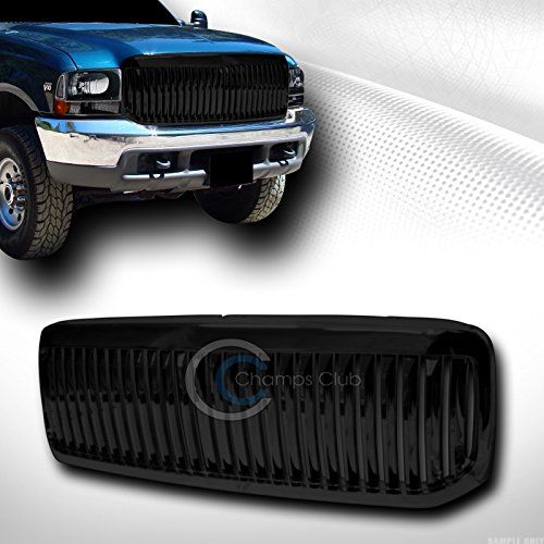  Replacement Autobotusa Black Finished Vertical Front Hood Bumper Grill Grille Cover 1999-2004 for Ford F250 / F350 / F450 / F550 Excursion Superduty