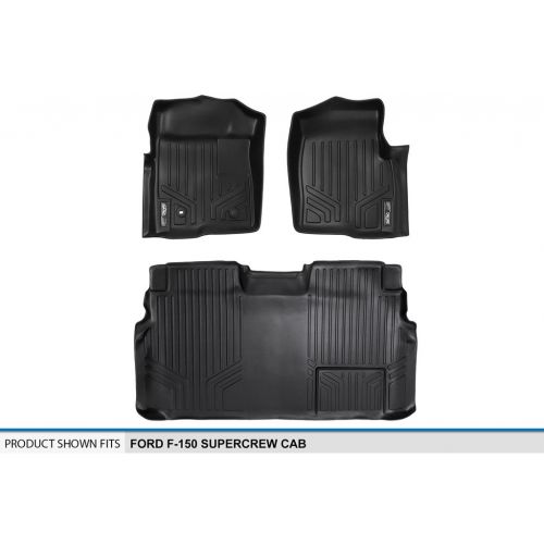 Replacement MAXLINER Floor Mats 2 Row Liner Set Black for 2009-2010 Ford F-150 SuperCrew Cab