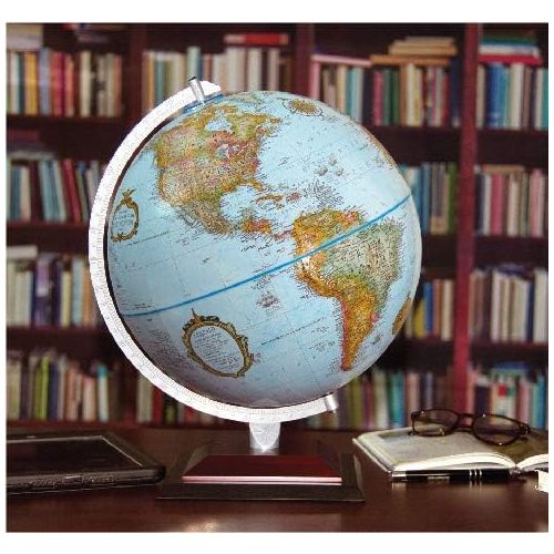  [아마존베스트]Replogle Aragon 12 Desktop World Globe, Raised Relief, Up-to-Date Cartography, Made in USA (Blue Ocean)