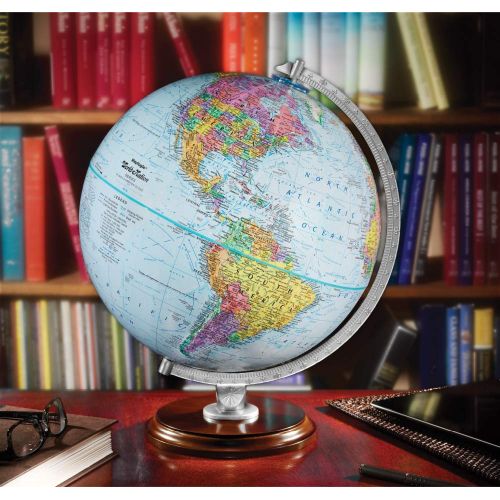  Replogle Standard - Educational Desktop World Globe for Kids and Teachers, Antique Walnut Wood Stand, Over 4,000 Place Names, Designed for Classroom Learning (12/30 cm Diameter)