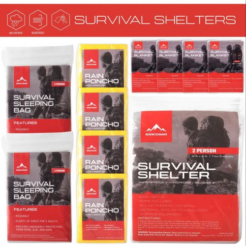 Rescue Guard First Aid Kit Hurricane Disaster or Earthquake Emergency Survival Bug Out Bag Supplies for Families - up to 12 Day Multi Person 72 Hours of Disaster Preparedness Suppl