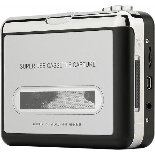  [아마존베스트]Reshow Cassette Player  Portable Tape Player Captures MP3 Audio Music via USB  Compatible with Laptops and Personal Computers  Convert Walkman Tape Cassettes to iPod Format (Sil