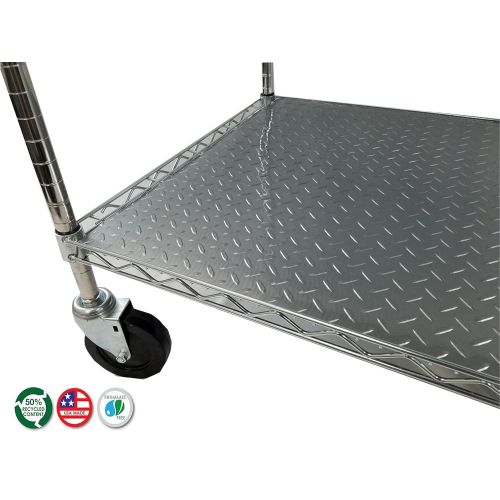  Resilia - Silver Plastic Floor Runner/Protector - Embossed Diamond Plate Pattern, (27 Inches Wide x 25 Feet Long)