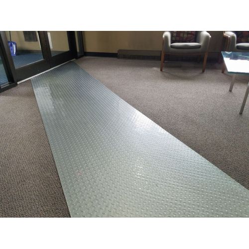  Resilia - Silver Plastic Floor Runner/Protector - Embossed Diamond Plate Pattern, (27 Inches Wide x 25 Feet Long)