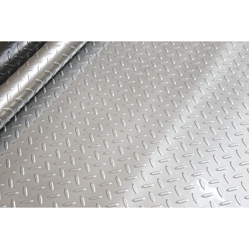  Resilia - Silver Plastic Floor Runner/Protector - Embossed Diamond Plate Pattern, (27 Inches Wide x 25 Feet Long)