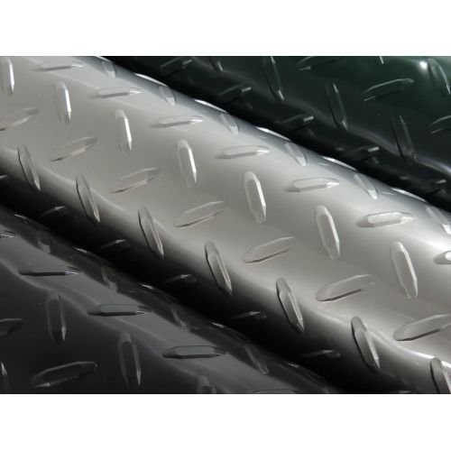  Resilia - Silver Plastic Floor Runner/Protector - Embossed Diamond Plate Pattern, (27 Inches Wide x 25 Feet Long)