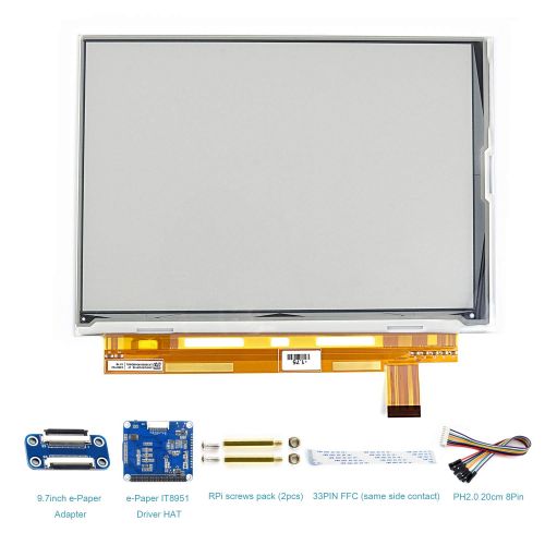  CQRobot 9.7 inch E-Ink Display, 1200x825 Resolution, E-Paper Display, Compatible with Raspberry Pi ZeroZero WZero WH2B3B3B+, with Embedded Controller IT8951, Communicating via USBSPI