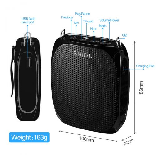  ResponseBridge Wireless Voice Amplifier, SHIDU S615 Stable UHF Amplifiers 10Watts with 1800mAh Rechargeable Lithium Battery, Clear Sound for Teaching, Singing, Presentations and More