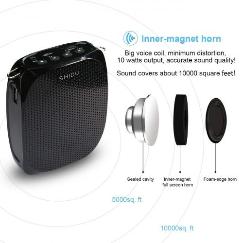  ResponseBridge Wireless Voice Amplifier, SHIDU S615 Stable UHF Amplifiers 10Watts with 1800mAh Rechargeable Lithium Battery, Clear Sound for Teaching, Singing, Presentations and More