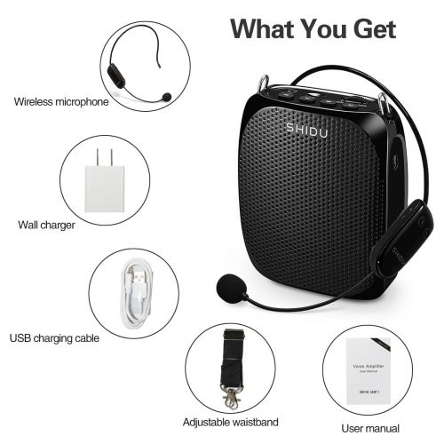  ResponseBridge Wireless Voice Amplifier, SHIDU S615 Stable UHF Amplifiers 10Watts with 1800mAh Rechargeable Lithium Battery, Clear Sound for Teaching, Singing, Presentations and More