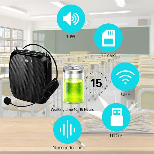  ResponseBridge Wireless Voice Amplifier, SHIDU S615 Stable UHF Amplifiers 10Watts with 1800mAh Rechargeable Lithium Battery, Clear Sound for Teaching, Singing, Presentations and More