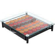 Restaurantware Restpresso 14.4 x 12.3 x 2.8 Inch Coffee Capsule Drawer 1 Heavy-Duty Pod Drawer - Holds 36 Caffitaly Or Lavazza Capsules Glass Top Iron Espresso Pod Organizer Pods Not Included