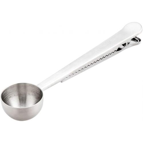  Restaurantware Restpresso 1 Tbsp Coffee Scoop 1 Multifunction Coffee Spoon - Built-In Clip For Measuring Ground Coffee Espresso Coffee Beans Protein Powder And More Stainless Steel Tea Spoon