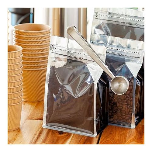  Restaurantware Restpresso 1 Tbsp Coffee Scoop 1 Multifunction Coffee Spoon - Built-In Clip For Measuring Ground Coffee Espresso Coffee Beans Protein Powder And More Stainless Steel Tea Spoon