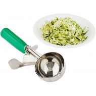 Restaurantware Met Lux 3.25 Ounce Portion Scoop 1 Trigger Release Cookie Scoop - With Green Handle Stainless Steel Disher For Portion Control Scoop Cookie Dough Cupcake Batter Or Ice Cream