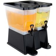 Restaurantware Bev Tek 6 Gallon Drink Dispenser 1 Dishwashable Double Beverage Dispenser - Detachable Tanks Includes Decals Black Plastic Carnival Juice Dispenser With Stand Push-Button Spigots