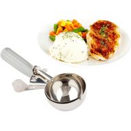 Restaurantware Met Lux 4 Ounce Portion Scoop 1 Trigger Release Cookie Scoop - With Gray Handle Stainless Steel Disher For Portion Control Scoop Cookie Dough Cupcake Batter Or Ice Cream