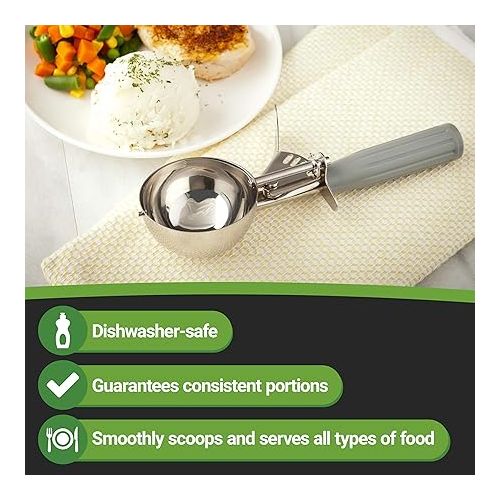  Restaurantware Met Lux 4 Ounce Portion Scoop 1 Trigger Release Cookie Scoop - With Gray Handle Stainless Steel Disher For Portion Control Scoop Cookie Dough Cupcake Batter Or Ice Cream