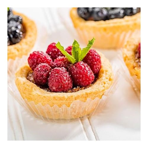  Restaurantware 2 Ounce Mini Cupcake Liners 200 Greaseproof Mini Muffin Papers - Disposable Peel Off Clear Plastic Clear Cupcake Wrappers For Desserts or Foods For Weddings Birthday Parties