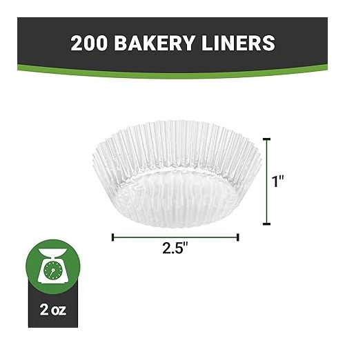  Restaurantware 2 Ounce Mini Cupcake Liners 200 Greaseproof Mini Muffin Papers - Disposable Peel Off Clear Plastic Clear Cupcake Wrappers For Desserts or Foods For Weddings Birthday Parties